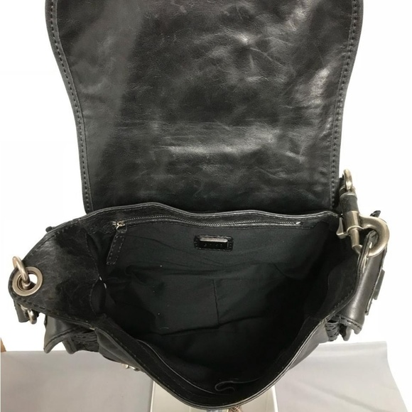 BESSO BLACK LEATHER SHOULDER BAG - Picture 6 of 7
